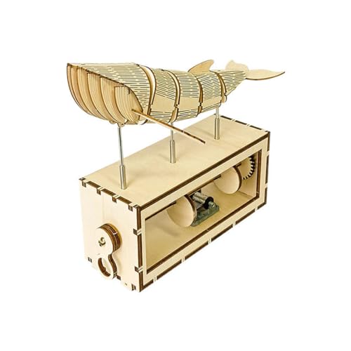 SUPERFLEX 3D Wooden Puzzle Assemble Hand-cranked Music Box DIY Model Whale Music Box Home Decoration. Wood Music Box Bedroom and Desk Decorations Birthday Gifts for Boys Girls