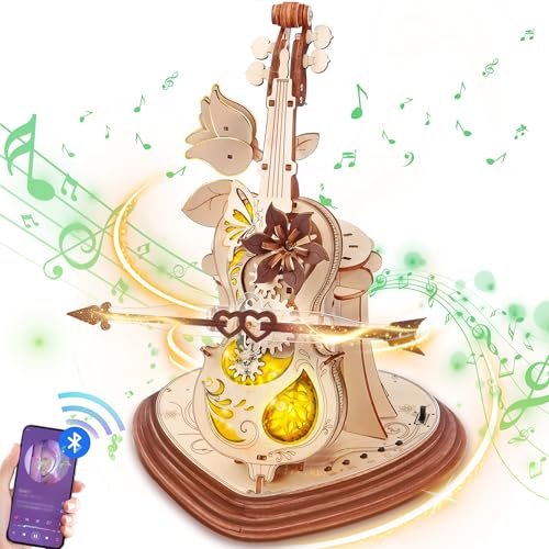 3D Wooden Music Box Puzzles for Adults. Magic Cello Wood Model Kits for Adults to Build with Bluetooth Mode & Lights. Birthday Musical Gift Hobby for Adults & Home Decor