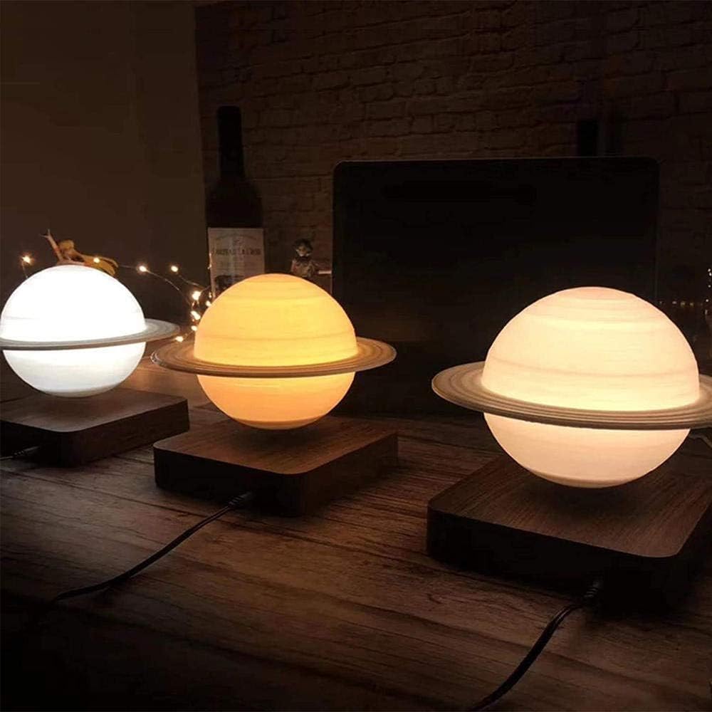 ACEDOAMARE Night Light Moon Light Magnetic Floating Planet Lamp Interior 3D Print LED Bedside Nursing Creative Gift Table Lamp (17cm Saturn)